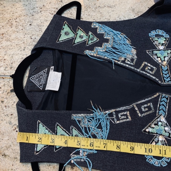 Vintage Boho Vest Turquoise Beading Sequins South Western Artsy Festival Hippie - Picture 6 of 16